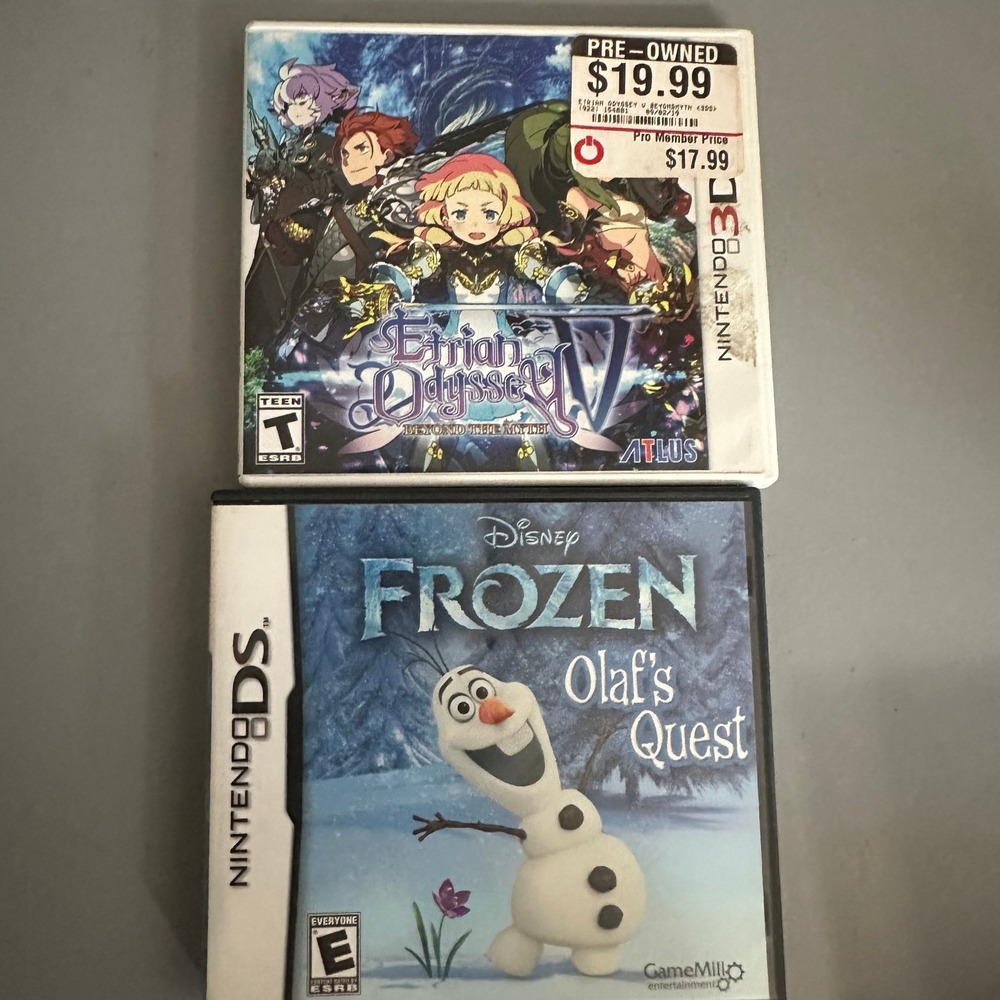 Etrian Odyssey V Beyond the Myth Nintendo 3DS & Disney Frozen Olaf's Quest DS